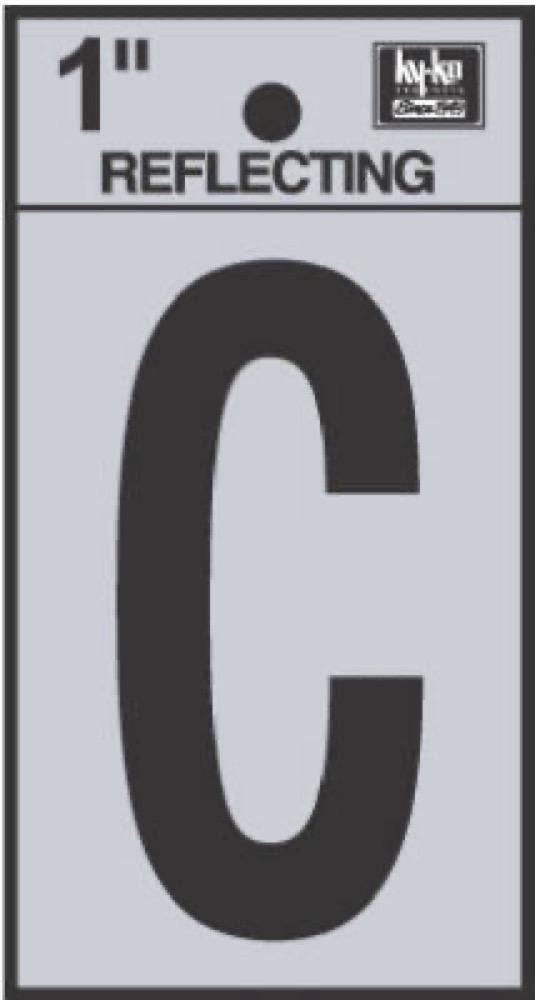 1" BLK Refl Letter C