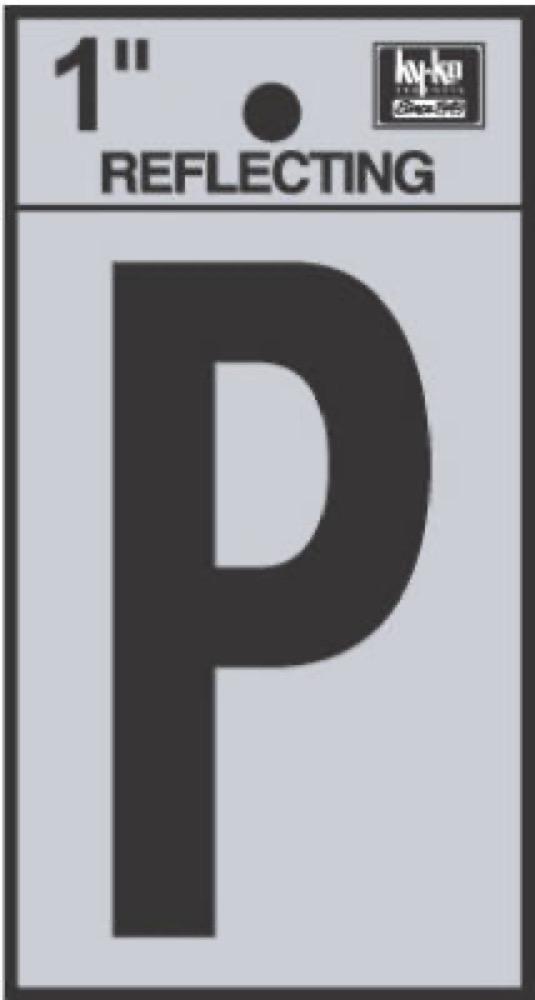 1" BLK Refl Letter P