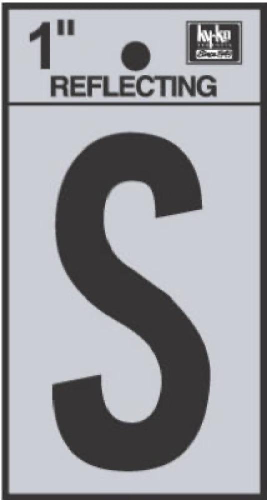 1" BLK Refl Letter S