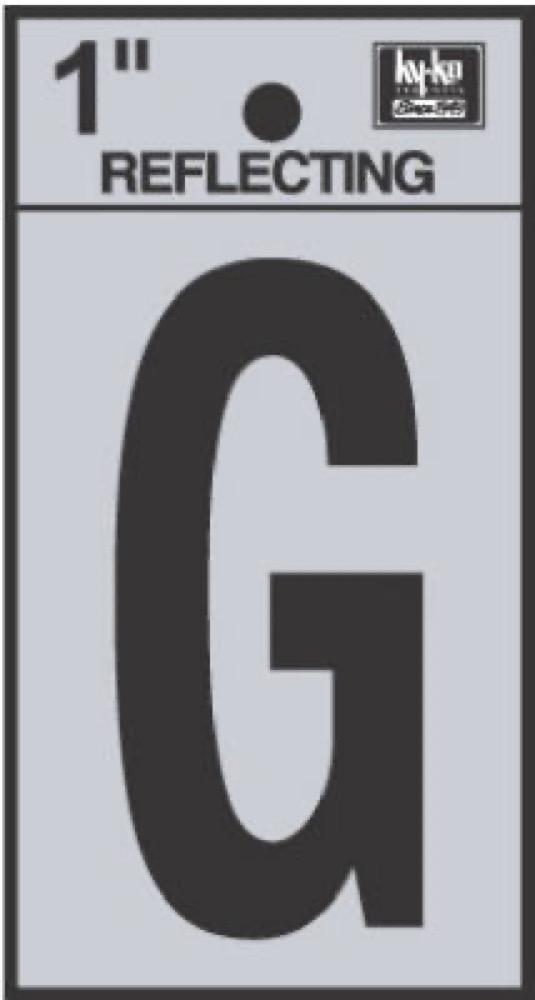 1" BLK Refl Letter G