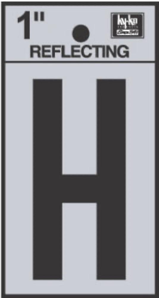 1" BLK Refl Letter H