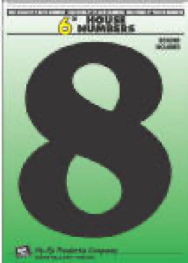 6" BLK Plas Number 8