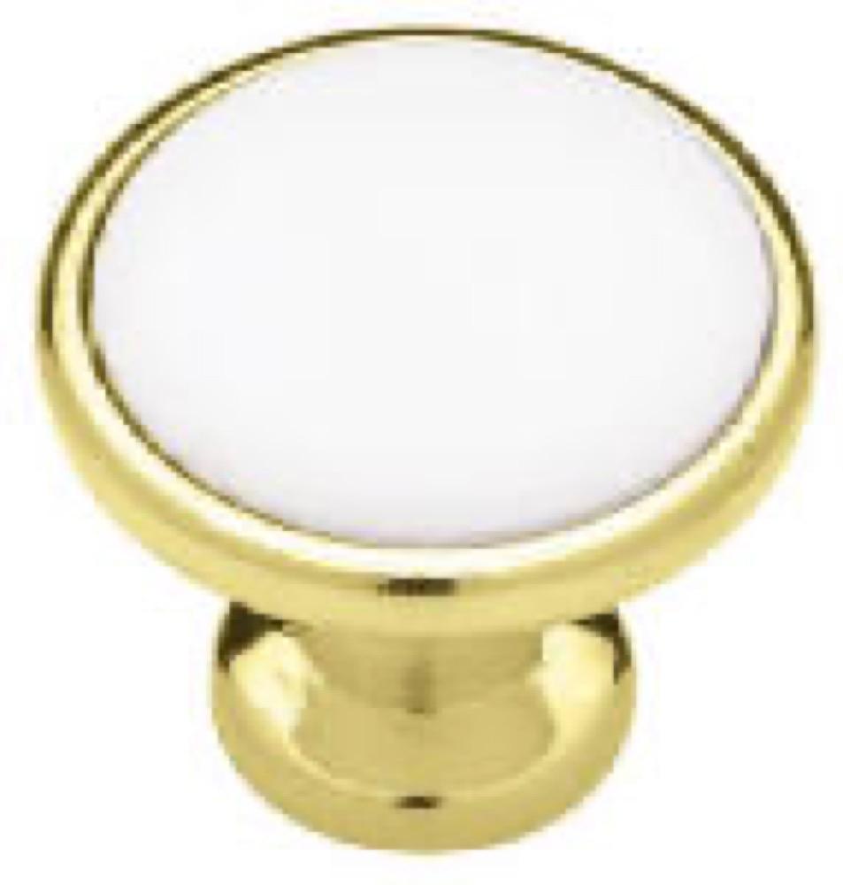1-1/4" PB/WHT Knob