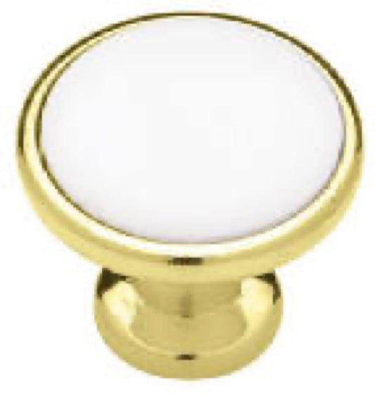 1-1/4" PB/WHT Knob