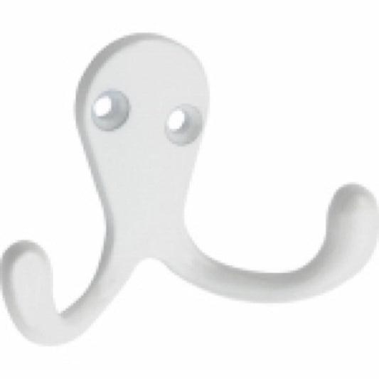 2PK WHT DBL Cloth Hook