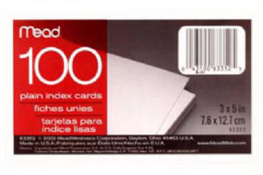 100CT 3x5 Pl Index Card
