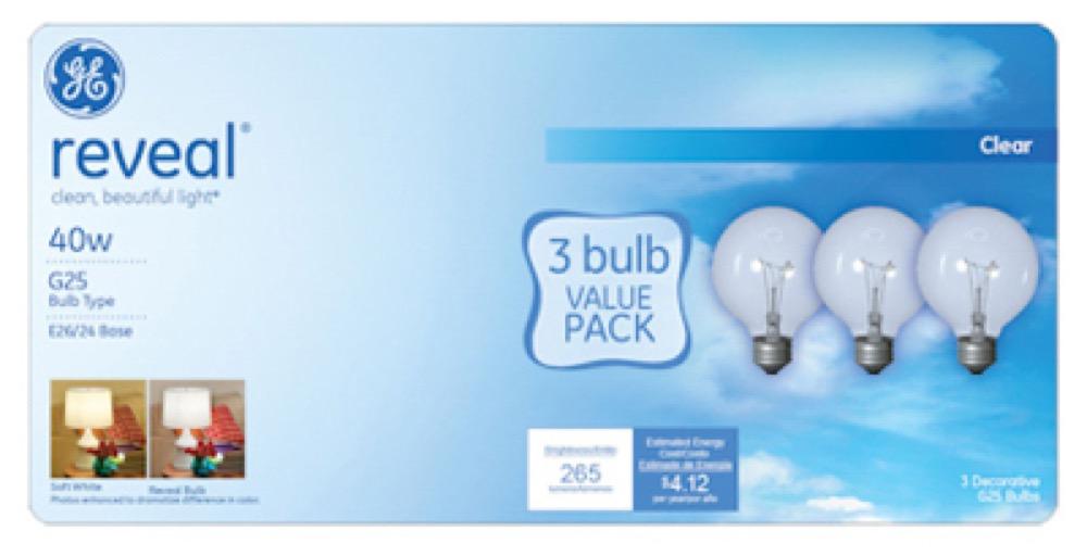 GE 3PK CLR Globe Bulb