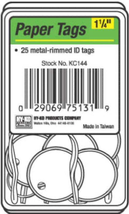 25PK 1-1/4 WHT Tag/Ring