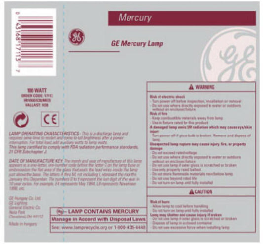 GE 100W Merc Vap Bulb