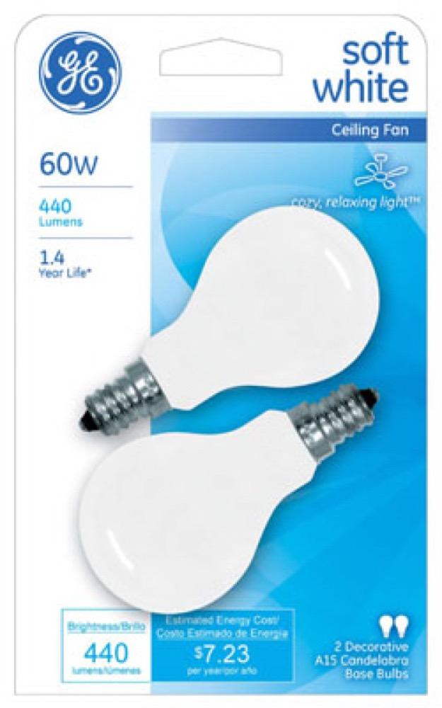GE2PK 60W WHT Fan Bulb