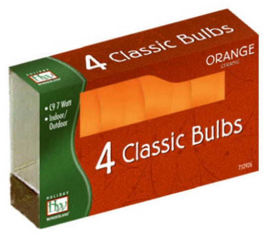 HW 4PK C9 ORG Cera Bulb