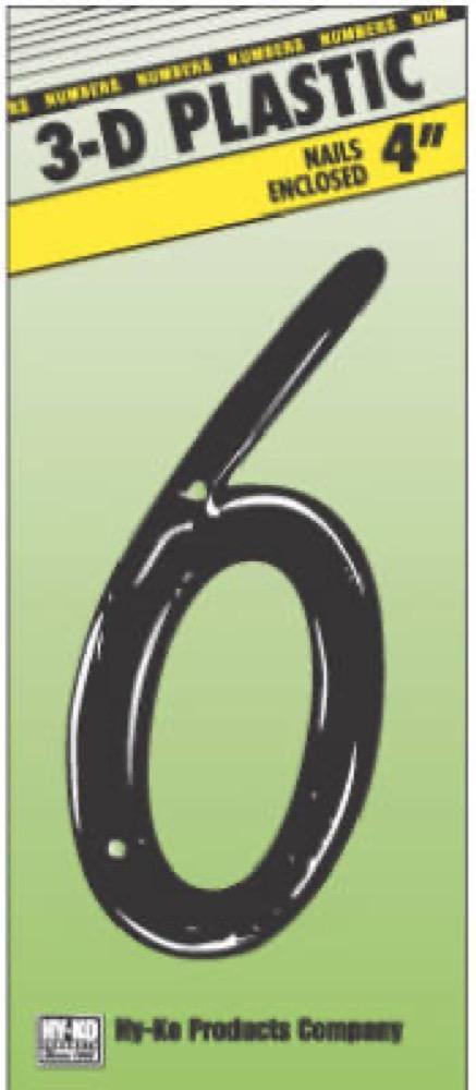 4" BLK Plas Number 6