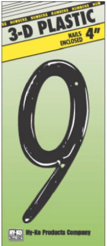 4" BLK Plas Number 9