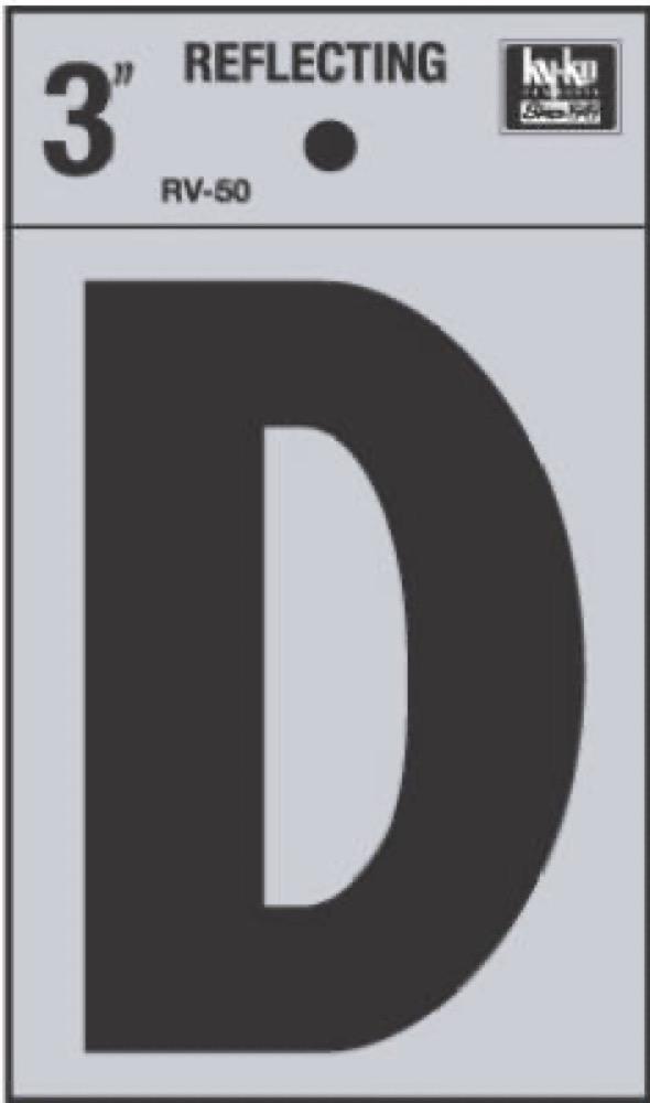 3" Refl Vinyl Letter D