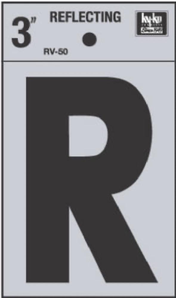 3" Refl Vinyl Letter R