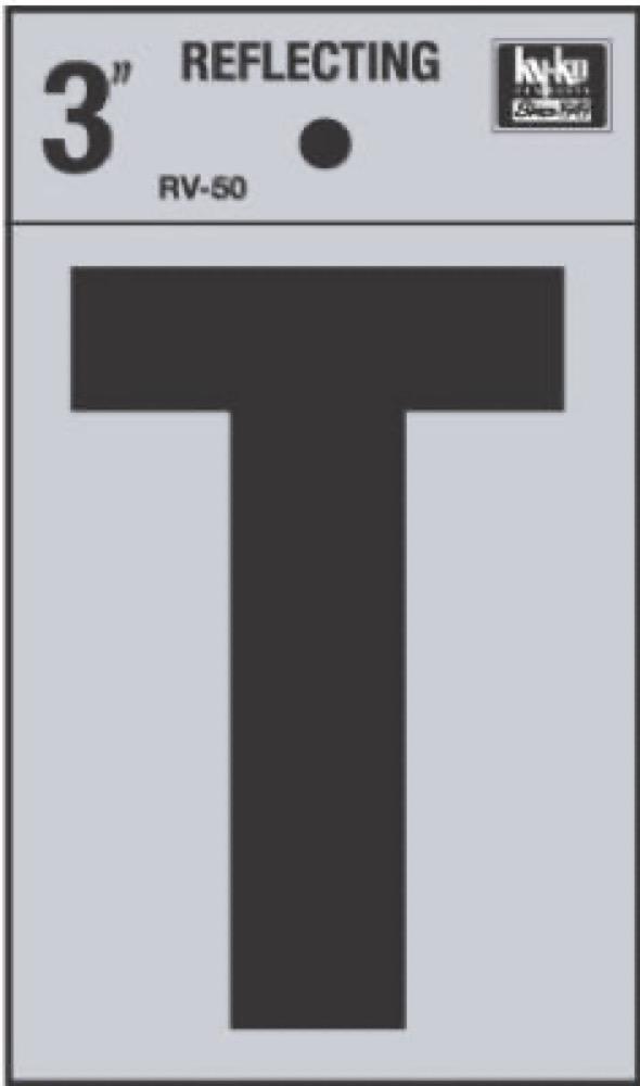3" Refl Vinyl Letter T
