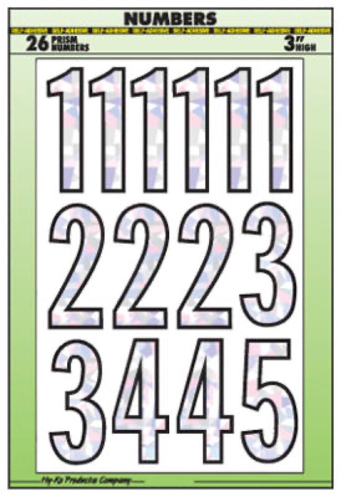 3" SLV Back Number Set