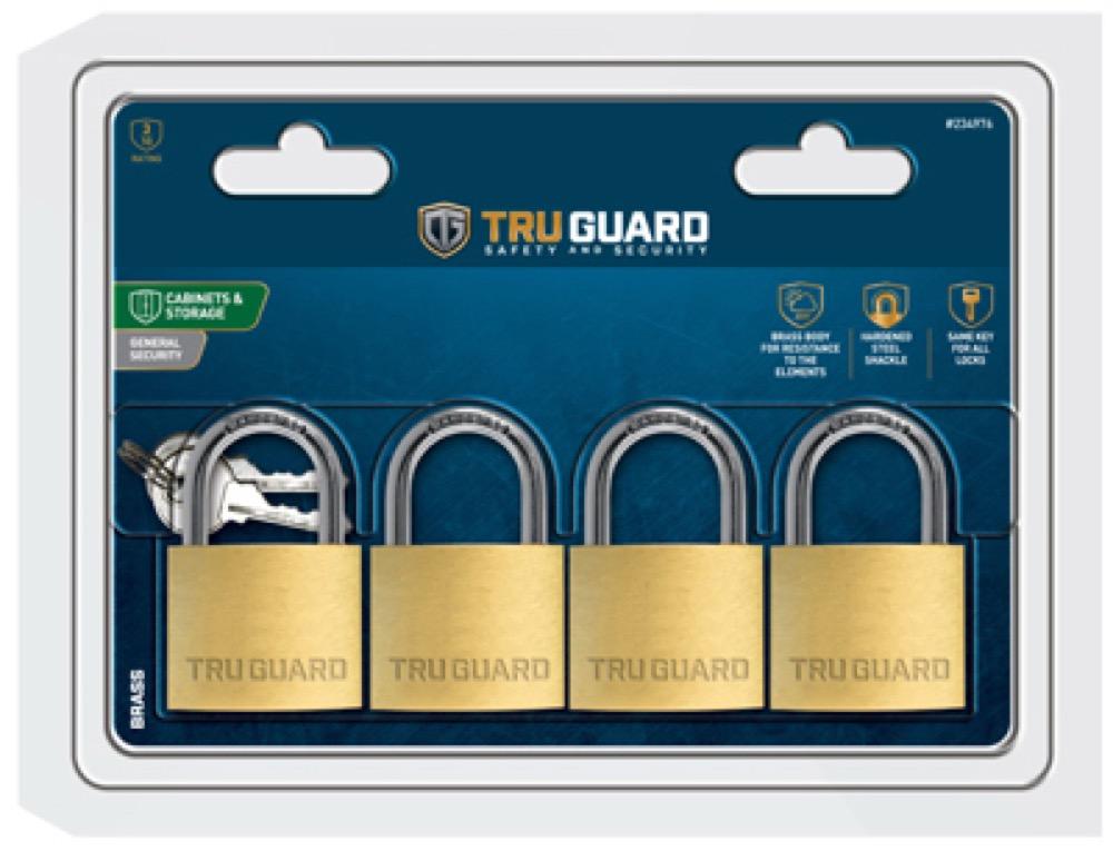 4PK 1-9/16" BRS Padlock